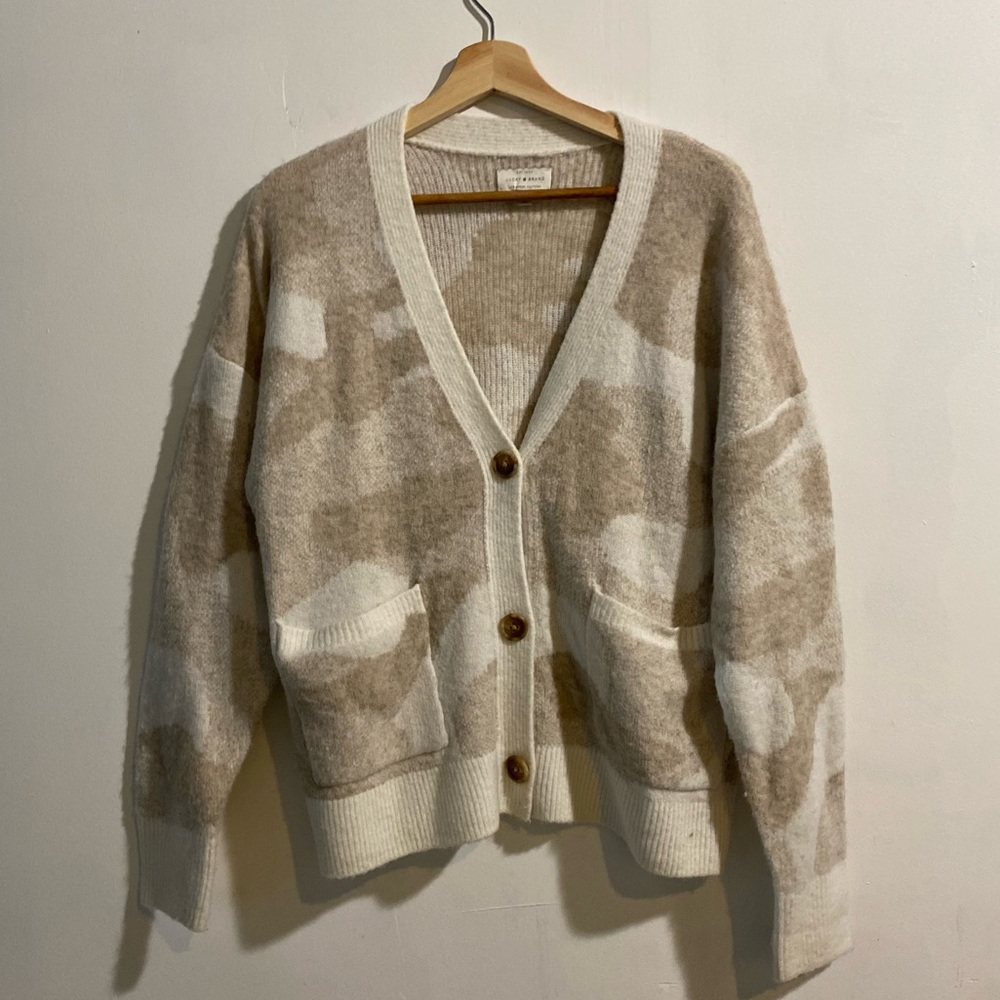 Printed button down sweater